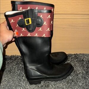 Alabama Crimson Tide Women's Black and Red Rain Boots